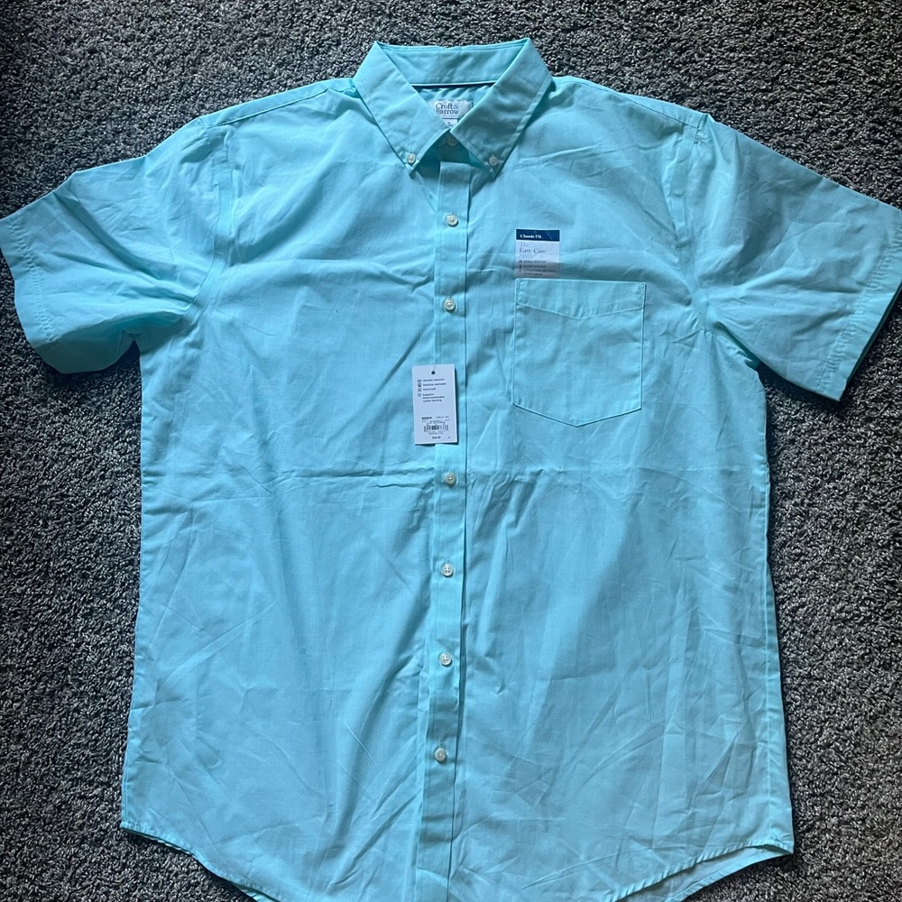 BRAND NEW Croft & Barrow Light Aqua Button Up Shirt Size Tall XL